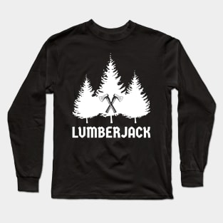 Lumberjack White Pine Trees Crossed Axes Long Sleeve T-Shirt